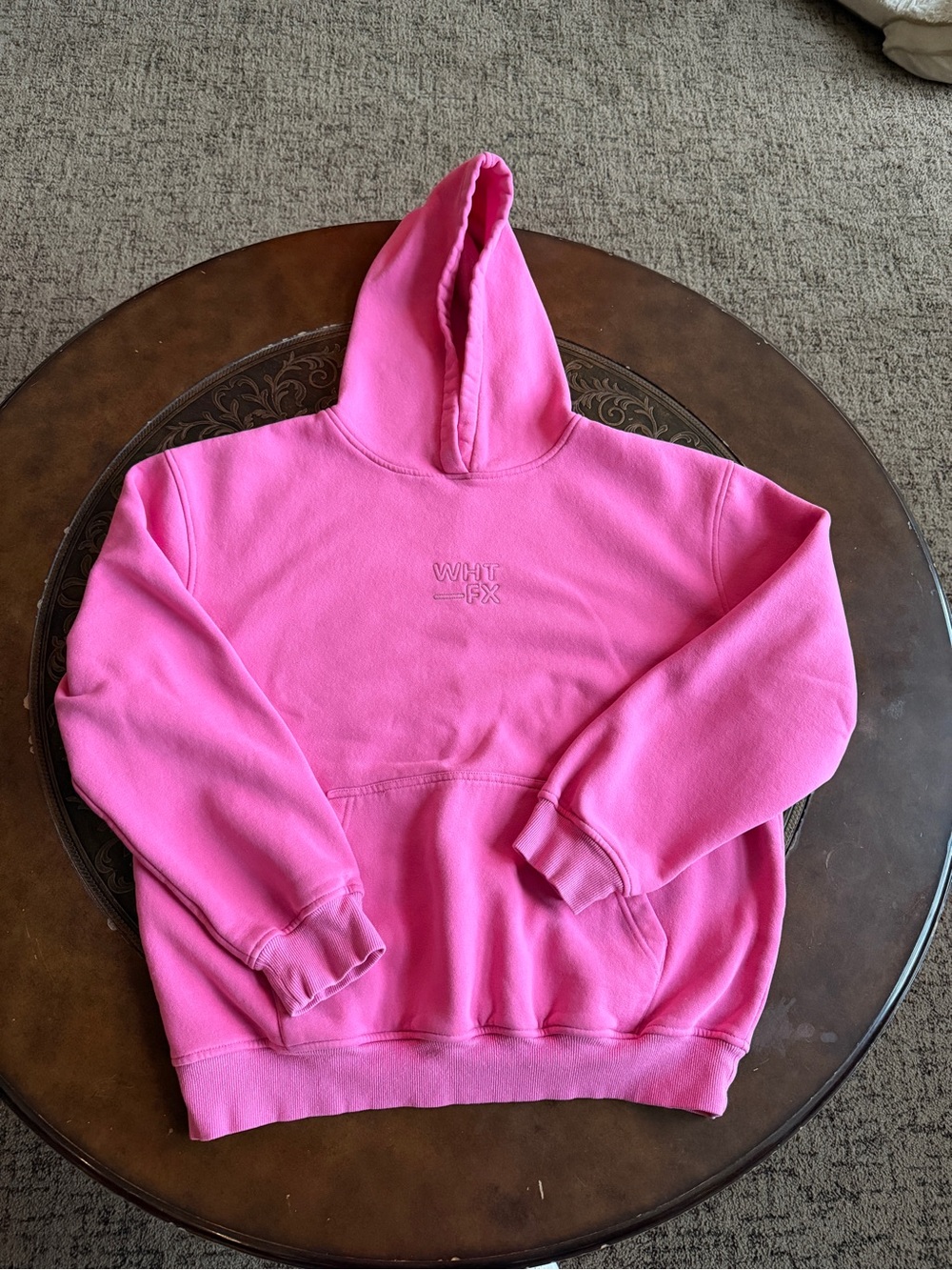 Pink Pullover Hoodie White Fox size M/L